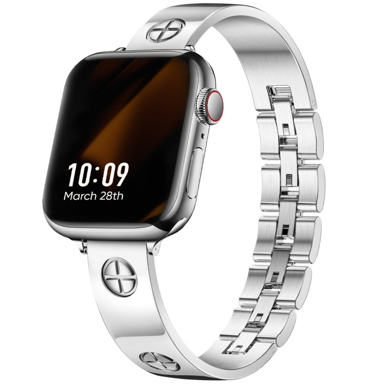 For Apple Watch Series 9 45mm Cross Bracelet Stainless Steel Watch Band(Silver) - free shipping - PMC TechLife - Order now!