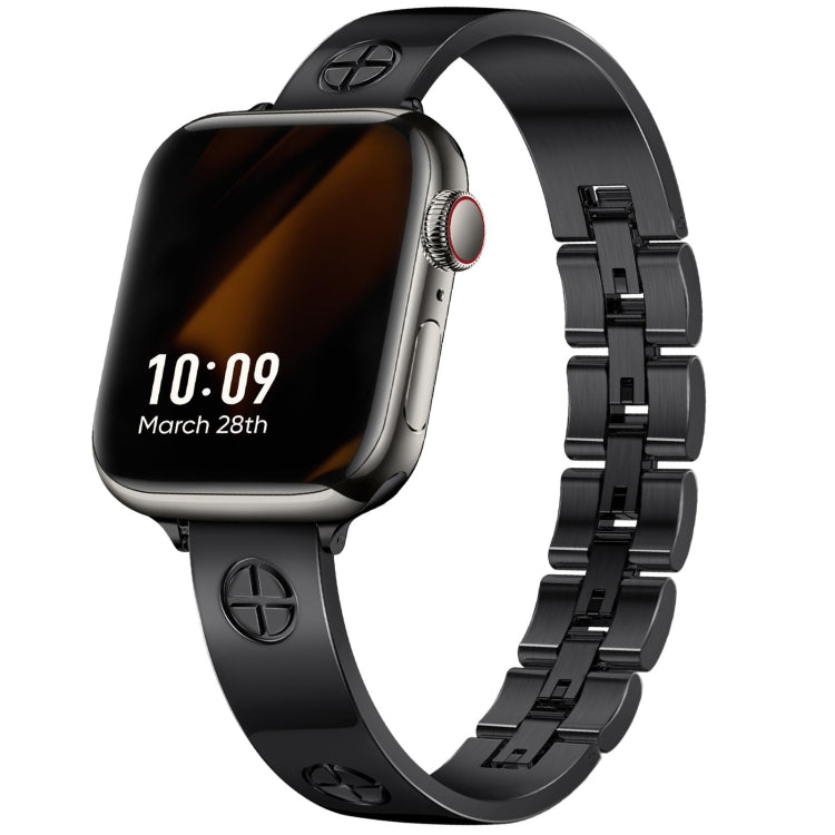 For Apple Watch Series 6 40mm Cross Bracelet Stainless Steel Watch Band(Black) - free shipping - PMC TechLife - Order now!
