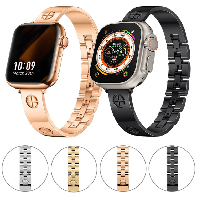 For Apple Watch Series 9 45mm Cross Bracelet Stainless Steel Watch Band(Rose Gold) - free shipping - PMC TechLife - Order now!