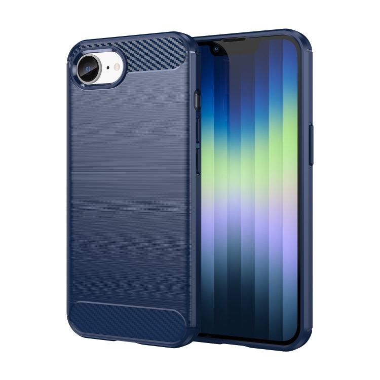 For iPhone SE 2024 Brushed Texture Carbon Fiber TPU Phone Case(Blue) - More iPhone Cases by PMC Jewellery | Online Shopping South Africa | PMC Jewellery | Buy Now Pay Later Mobicred