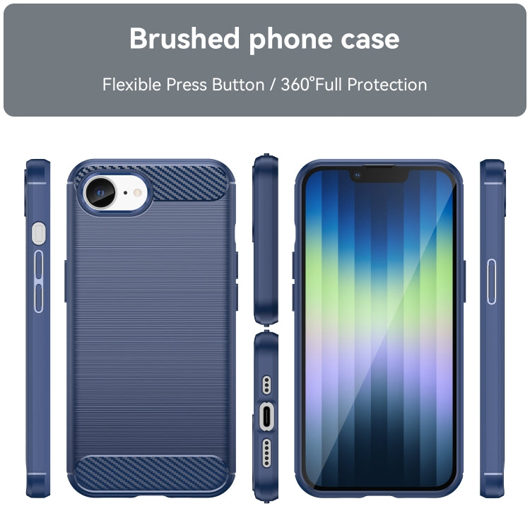 For iPhone SE 2024 Brushed Texture Carbon Fiber TPU Phone Case(Blue) - More iPhone Cases by PMC Jewellery | Online Shopping South Africa | PMC Jewellery | Buy Now Pay Later Mobicred