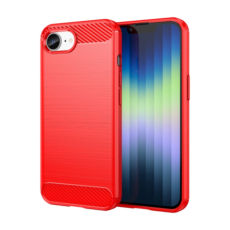 For iPhone SE 2024 Brushed Texture Carbon Fiber TPU Phone Case(Red) - More iPhone Cases by PMC Jewellery | Online Shopping South Africa | PMC Jewellery | Buy Now Pay Later Mobicred