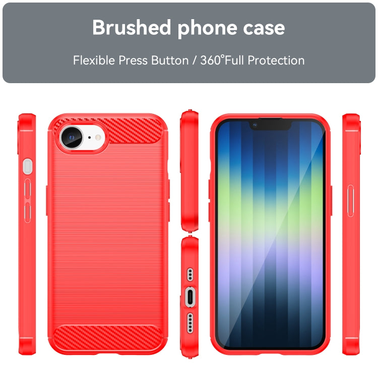 For iPhone SE 2024 Brushed Texture Carbon Fiber TPU Phone Case(Red) - More iPhone Cases by PMC Jewellery | Online Shopping South Africa | PMC Jewellery | Buy Now Pay Later Mobicred