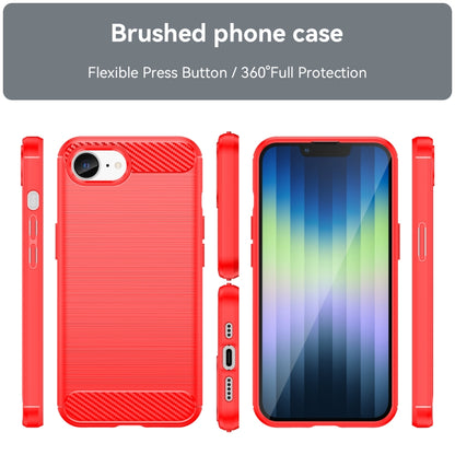 For iPhone SE 2024 Brushed Texture Carbon Fiber TPU Phone Case(Red) - More iPhone Cases by PMC Jewellery | Online Shopping South Africa | PMC Jewellery | Buy Now Pay Later Mobicred