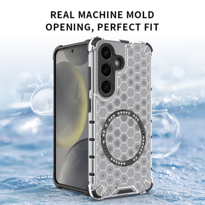 For Samsung Galaxy S25 5G Honeycomb Magnetic Ring Shockproof Phone Case(White) - Galaxy S25 5G Cases by PMC Jewellery | Online Shopping South Africa | PMC Jewellery | Buy Now Pay Later Mobicred