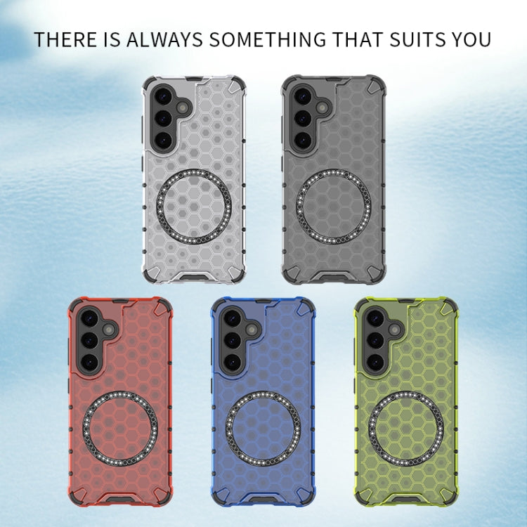For Samsung Galaxy S25 Ultra 5G Honeycomb Magnetic Ring Shockproof Phone Case(Blue) - Galaxy S25 Ultra 5G Cases by PMC TechLife | Online Shopping South Africa | PMC TechLife | Buy Now Pay Later Mobicred