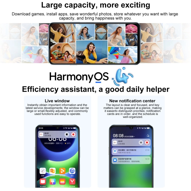 HUAWEI Enjoy 70S, 8GB+256GB, Side Fingerprint Identification, 6.75 inch HarmonyOS 4.2 Octa Core 2.4GHz, Network: 4G, Not Support Google Play(White) - free shipping - PMC Jewellery - Order now!