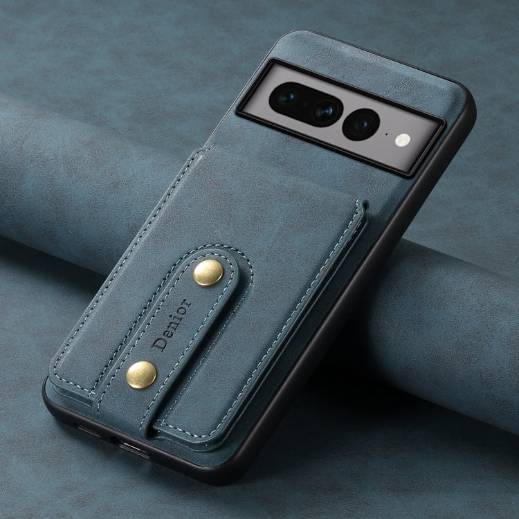 For Google Pixel 7 Pro 5G Denior D14 NK Retro Pattern MagSafe Magnetic Card Holder Leather Phone Case(Blue) - Google Cases by Denior | Online Shopping South Africa | PMC TechLife | Buy Now Pay Later Mobicred