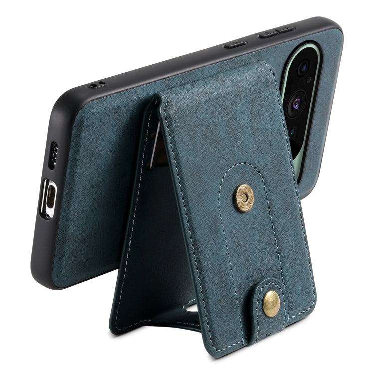 For Google Pixel 9 Denior D14 NK Retro Pattern MagSafe Magnetic Card Holder Leather Phone Case(Blue) - Google Cases by Denior | Online Shopping South Africa | PMC Jewellery | Buy Now Pay Later Mobicred