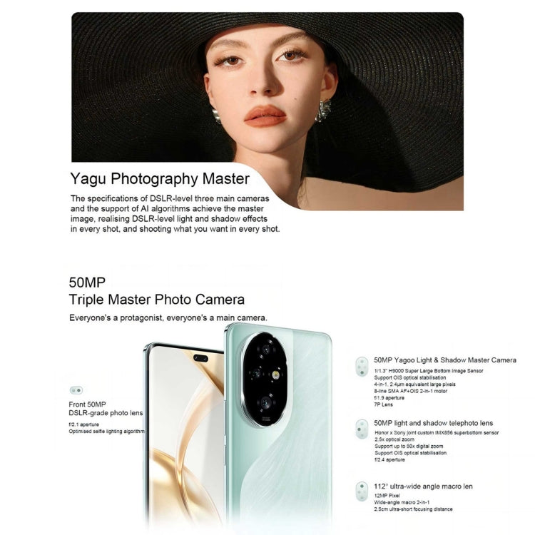 Honor 200 Pro, 12GB+512GB, Screen Fingerprint Identification, 6.78 inch MagicOS 8.0 Snapdragon 8s Gen 3 Octa Core, Network: 5G, NFC, OTG(Black) - free shipping - PMc TechLife - Order now!