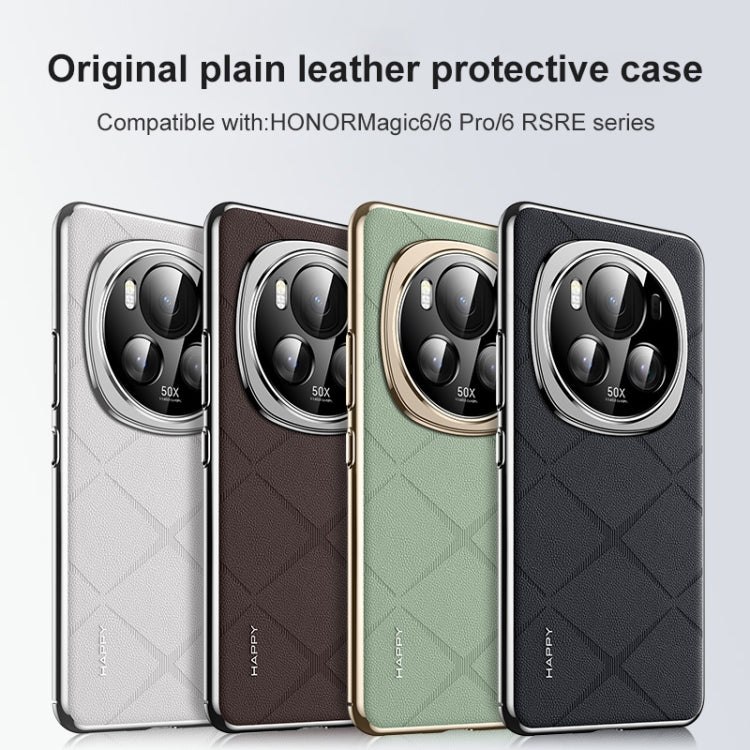 For Honor Magic6 Pro Plain Leather PC Phone Case(Green) - Honor Cases by PMC Jewellery | Online Shopping South Africa | PMC Jewellery | Buy Now Pay Later Mobicred