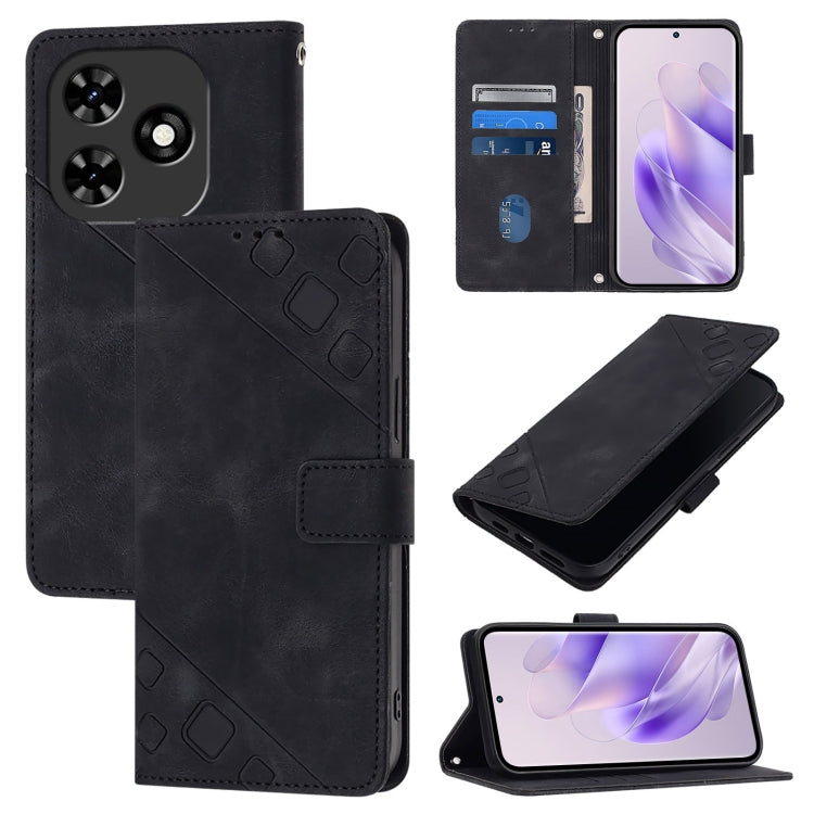 For Tecno Spark Go 2024 / Spark 20C Skin Feel Embossed Leather Phone Case(Black) - Tecno Cases by PMC Jewellery | Online Shopping South Africa | PMC Jewellery | Buy Now Pay Later Mobicred