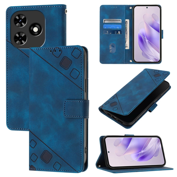 For Tecno Spark Go 2024 / Spark 20C Skin Feel Embossed Leather Phone Case(Blue) - Tecno Cases by PMC Jewellery | Online Shopping South Africa | PMC Jewellery | Buy Now Pay Later Mobicred