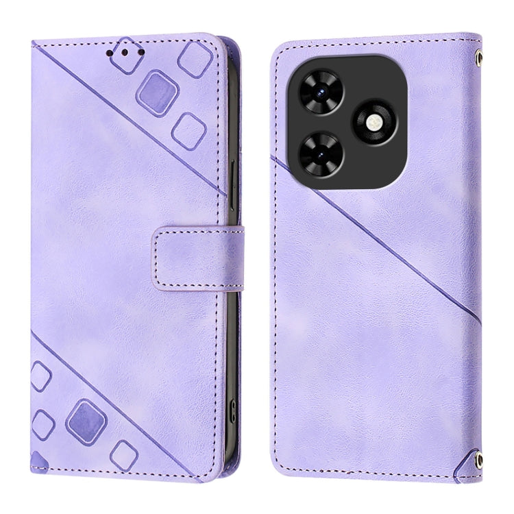 For Tecno Spark Go 2024 / Spark 20C Skin Feel Embossed Leather Phone Case(Light Purple) - Tecno Cases by PMC Jewellery | Online Shopping South Africa | PMC Jewellery | Buy Now Pay Later Mobicred