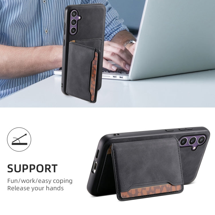 For Samsung Galaxy S24 5G Denior D13 Retro Texture Leather MagSafe Card Bag Phone Case(Black) - free shipping - PMC Jewellery - Order now!