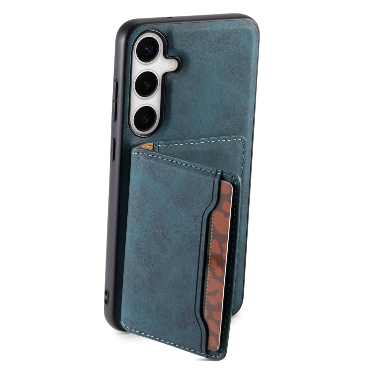 For Samsung Galaxy S24+ 5G Denior D13 Retro Texture Leather MagSafe Card Bag Phone Case(Blue) - Galaxy S24+ 5G Cases by Denior | Online Shopping South Africa | PMC Jewellery | Buy Now Pay Later Mobicred