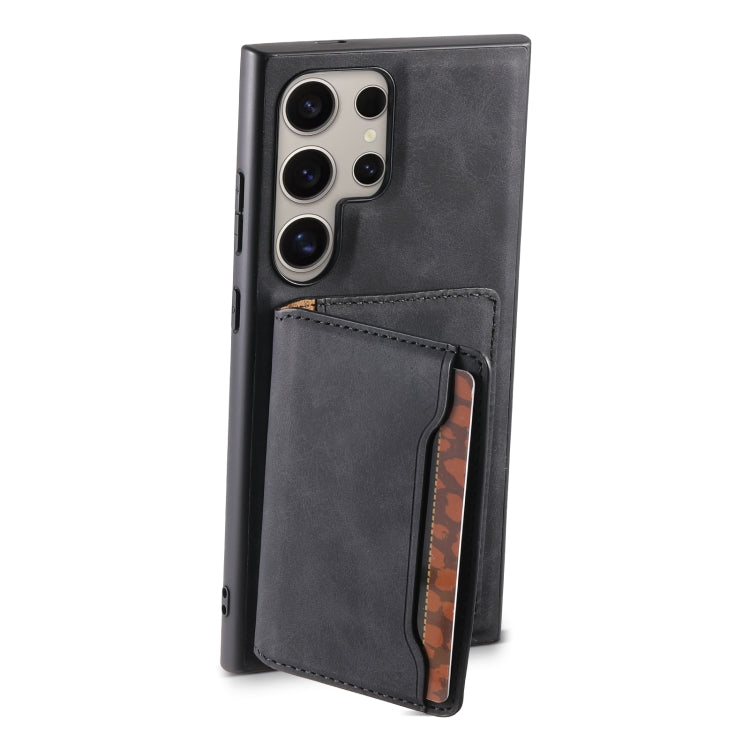 For Samsung Galaxy S24 Ultra 5G Denior D13 Retro Texture Leather MagSafe Card Bag Phone Case(Black) - free shipping - PMC Jewellery - Order now!