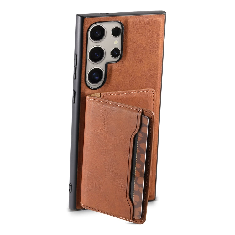 For Samsung Galaxy S24 Ultra 5G Denior D13 Retro Texture Leather MagSafe Card Bag Phone Case(Brown) - Galaxy S24 Ultra 5G Cases by Denior | Online Shopping South Africa | PMC Jewellery | Buy Now Pay Later Mobicred