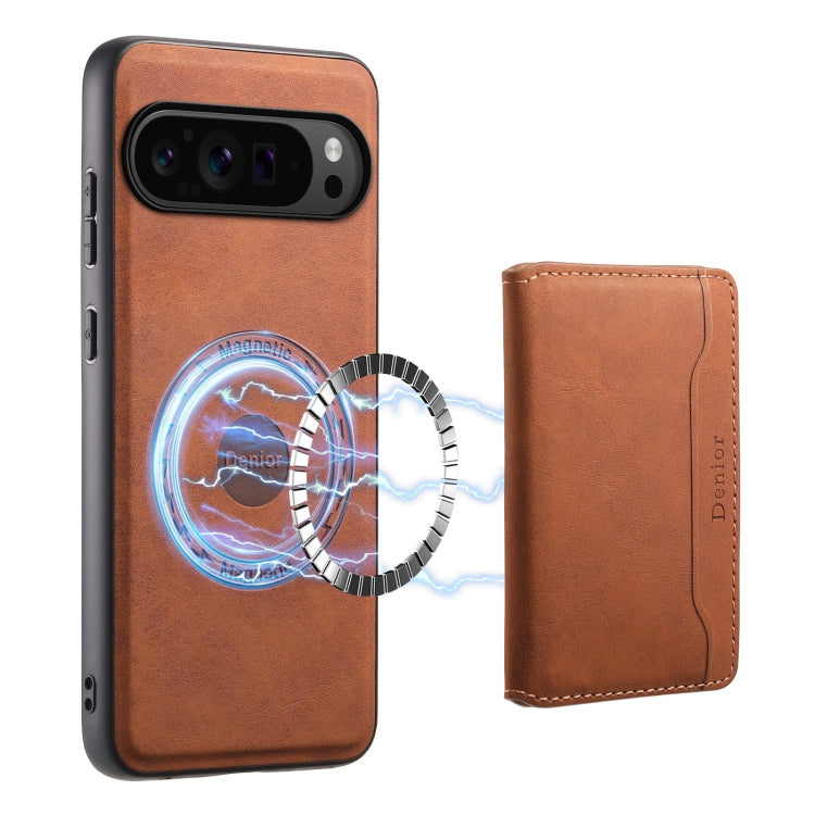 For Google Pixel 9 Pro Denior D13 Retro Texture Leather MagSafe Card Bag Phone Case(Brown) - Google Cases by Denior | Online Shopping South Africa | PMC Jewellery | Buy Now Pay Later Mobicred