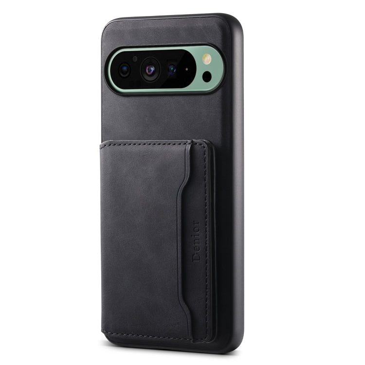 For Google Pixel 9 Denior D13 Retro Texture Leather MagSafe Card Bag Phone Case(Black) - Google Cases by Denior | Online Shopping South Africa | PMC Jewellery | Buy Now Pay Later Mobicred