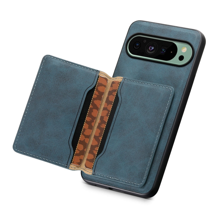 For Google Pixel 9 Denior D13 Retro Texture Leather MagSafe Card Bag Phone Case(Blue) - Google Cases by Denior | Online Shopping South Africa | PMC Jewellery | Buy Now Pay Later Mobicred