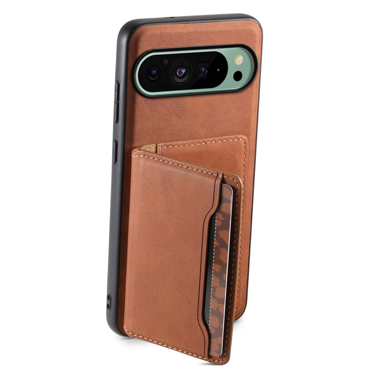 For Google Pixel 9 Denior D13 Retro Texture Leather MagSafe Card Bag Phone Case(Brown) - Google Cases by Denior | Online Shopping South Africa | PMC Jewellery | Buy Now Pay Later Mobicred