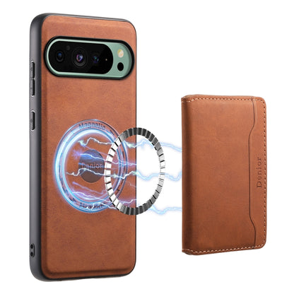 For Google Pixel 9 Denior D13 Retro Texture Leather MagSafe Card Bag Phone Case(Brown) - Google Cases by Denior | Online Shopping South Africa | PMC Jewellery | Buy Now Pay Later Mobicred