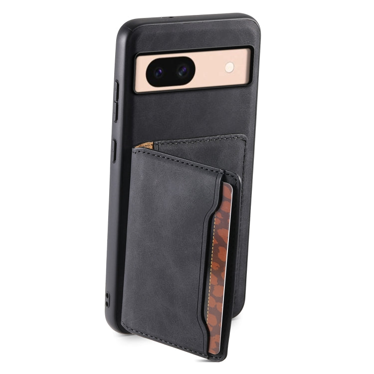 For Google Pixel 8a Denior D13 Retro Texture Leather MagSafe Card Bag Phone Case(Black) - Google Cases by Denior | Online Shopping South Africa | PMC Jewellery | Buy Now Pay Later Mobicred