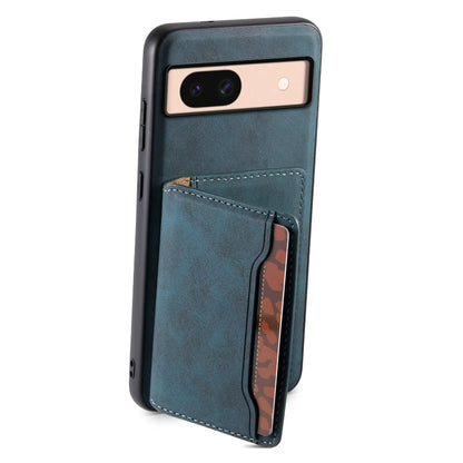 For Google Pixel 8a Denior D13 Retro Texture Leather MagSafe Card Bag Phone Case(Blue) - Google Cases by Denior | Online Shopping South Africa | PMC Jewellery | Buy Now Pay Later Mobicred