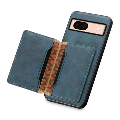 For Google Pixel 8a Denior D13 Retro Texture Leather MagSafe Card Bag Phone Case(Blue) - Google Cases by Denior | Online Shopping South Africa | PMC Jewellery | Buy Now Pay Later Mobicred