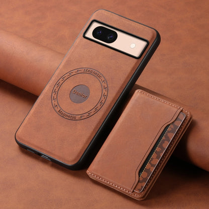 For Google Pixel 8a Denior D13 Retro Texture Leather MagSafe Card Bag Phone Case(Brown) - Google Cases by Denior | Online Shopping South Africa | PMC Jewellery | Buy Now Pay Later Mobicred