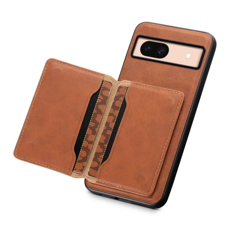 For Google Pixel 8a Denior D13 Retro Texture Leather MagSafe Card Bag Phone Case(Brown) - Google Cases by Denior | Online Shopping South Africa | PMC Jewellery | Buy Now Pay Later Mobicred