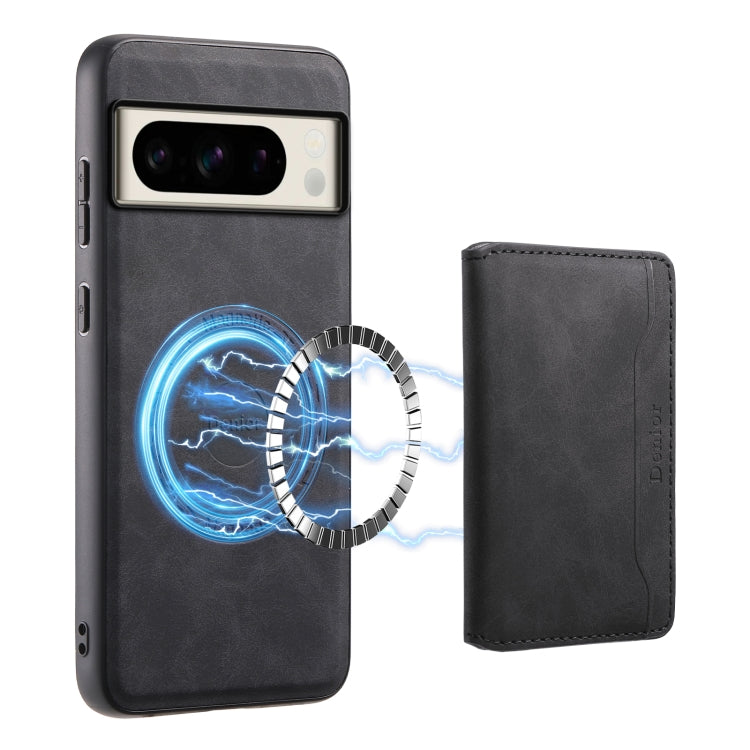 For Google Pixel 8 Pro Denior D13 Retro Texture Leather MagSafe Card Bag Phone Case(Black) - Google Cases by Denior | Online Shopping South Africa | PMC TechLife | Buy Now Pay Later Mobicred