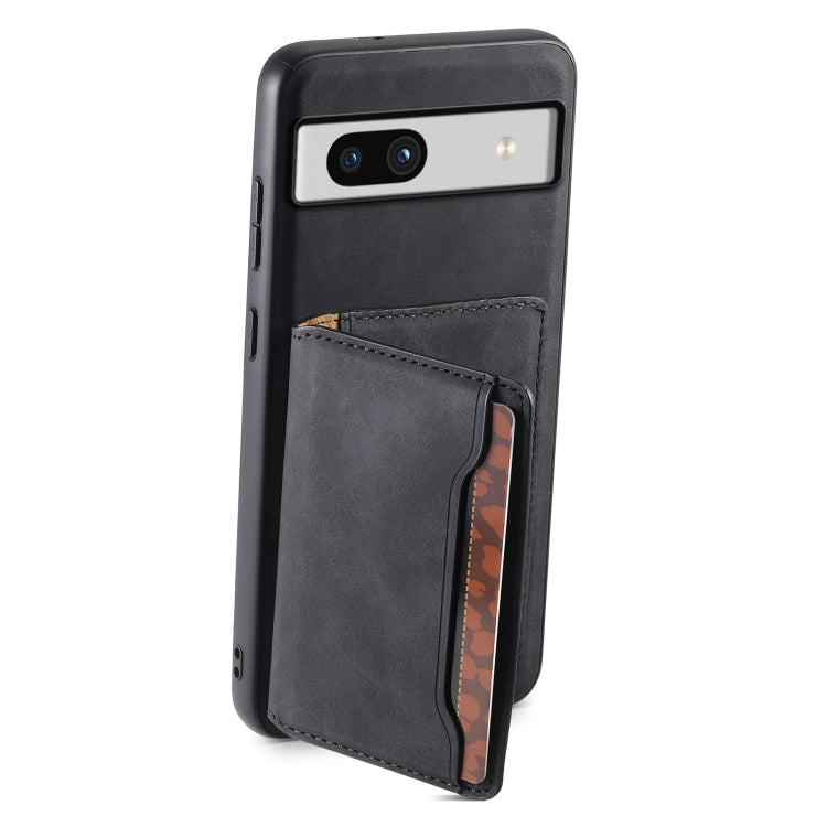 For Google Pixel 7a Denior D13 Retro Texture Leather MagSafe Card Bag Phone Case(Black) - Google Cases by Denior | Online Shopping South Africa | PMC Jewellery | Buy Now Pay Later Mobicred