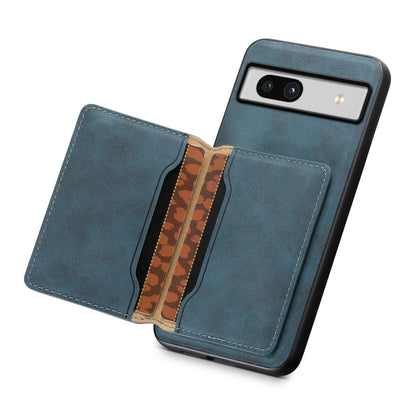 For Google Pixel 7a Denior D13 Retro Texture Leather MagSafe Card Bag Phone Case(Blue) - Google Cases by Denior | Online Shopping South Africa | PMC Jewellery | Buy Now Pay Later Mobicred