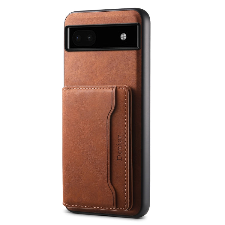 For Google Pixel 6a Denior D13 Retro Texture Leather MagSafe Card Bag Phone Case(Brown) - Google Cases by Denior | Online Shopping South Africa | PMC Jewellery | Buy Now Pay Later Mobicred