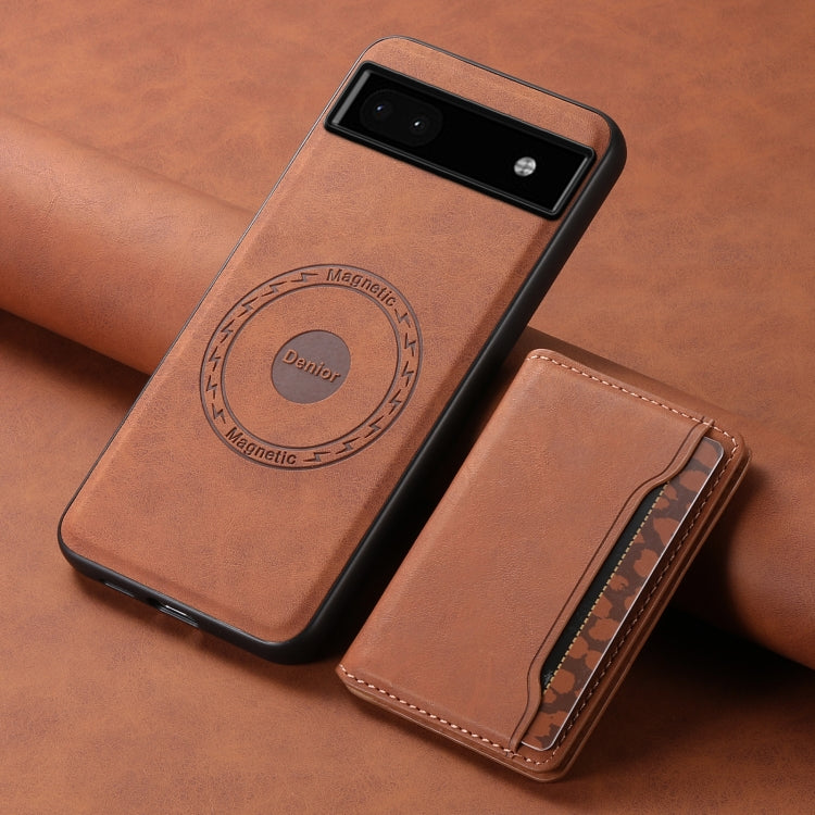 For Google Pixel 6a Denior D13 Retro Texture Leather MagSafe Card Bag Phone Case(Brown) - Google Cases by Denior | Online Shopping South Africa | PMC Jewellery | Buy Now Pay Later Mobicred