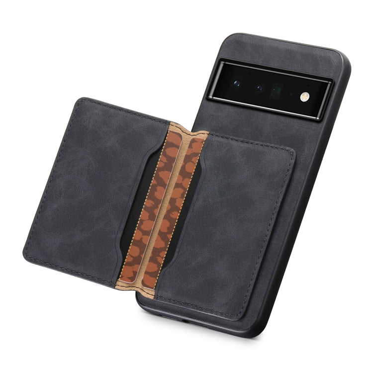 For Google Pixel 6 Pro Denior D13 Retro Texture Leather MagSafe Card Bag Phone Case(Black) - Google Cases by Denior | Online Shopping South Africa | PMC Jewellery | Buy Now Pay Later Mobicred