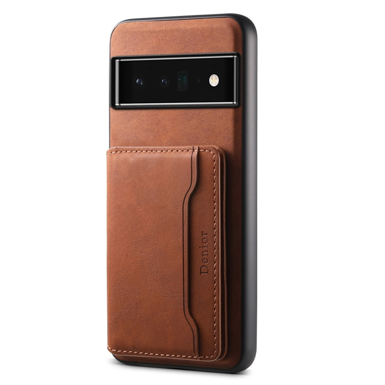 For Google Pixel 6 Pro Denior D13 Retro Texture Leather MagSafe Card Bag Phone Case(Brown) - Google Cases by Denior | Online Shopping South Africa | PMC Jewellery | Buy Now Pay Later Mobicred