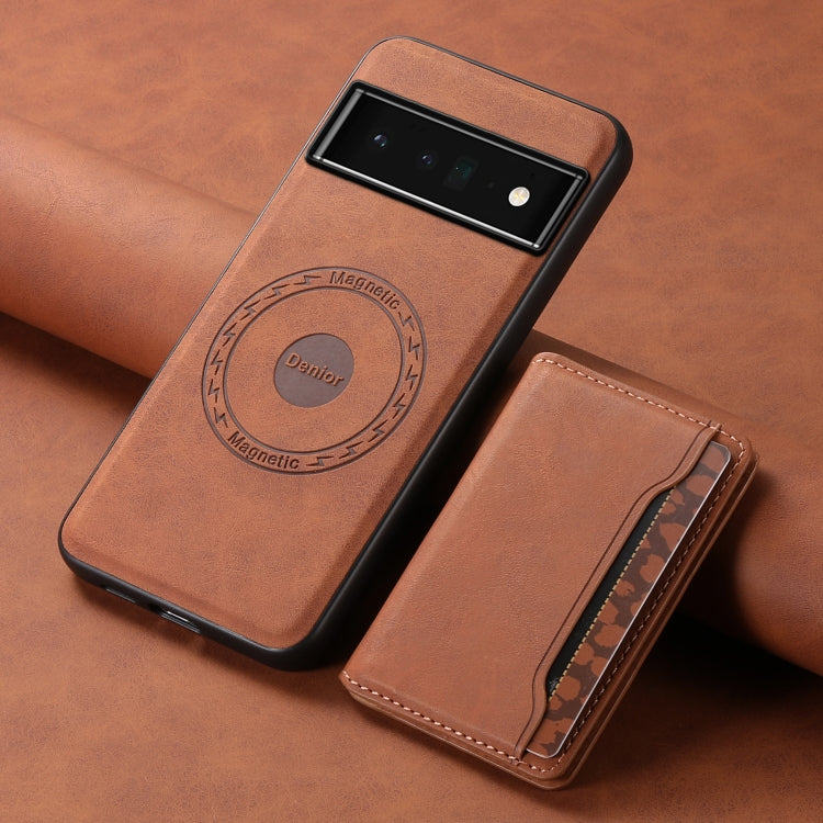 For Google Pixel 6 Pro Denior D13 Retro Texture Leather MagSafe Card Bag Phone Case(Brown) - Google Cases by Denior | Online Shopping South Africa | PMC Jewellery | Buy Now Pay Later Mobicred