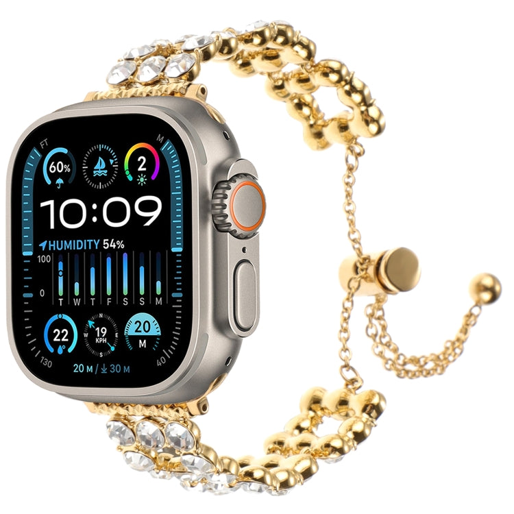 For Apple Watch Ultra 2 49mm Rhinestone Metal Bracelet Watch Band(Gold) - free shipping - PMC TechLife - Order now!