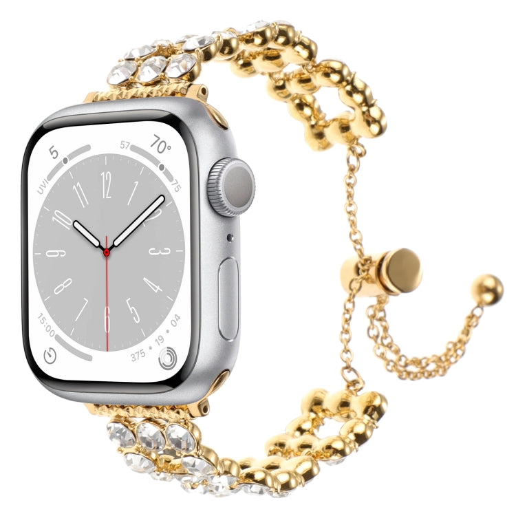 For Apple Watch Series 9 45mm Rhinestone Metal Bracelet Watch Band(Gold) - free shipping - PMC TechLife - Order now!