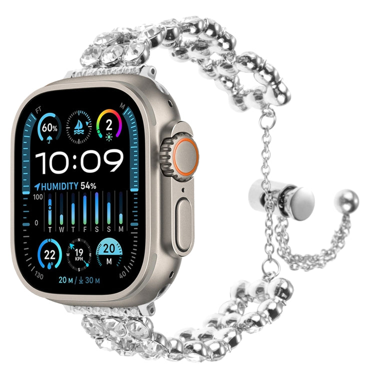 For Apple Watch Ultra 49mm Rhinestone Metal Bracelet Watch Band(Silver) - free shipping - PMC TechLife - Order now!