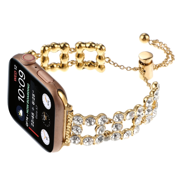 For Apple Watch SE 2022 44mm Rhinestone Metal Bracelet Watch Band(Gold) - free shipping - PMC TechLife - Order now!