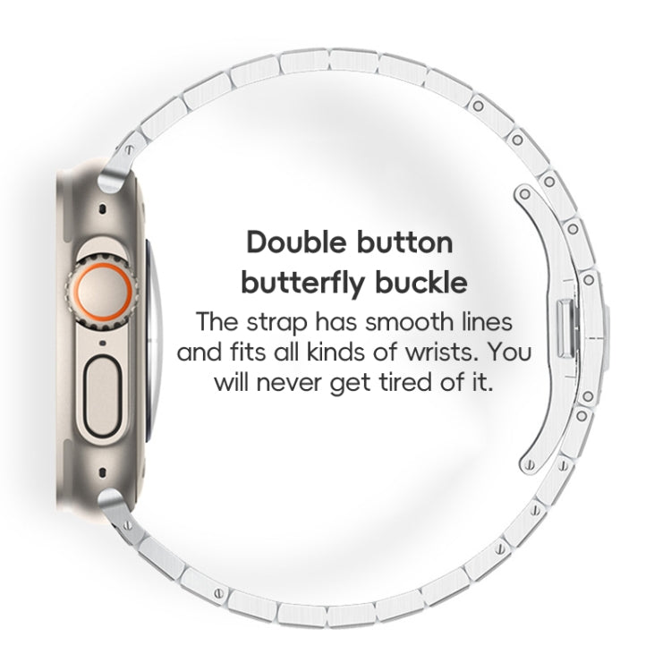 For Apple Watch Series 9 45mm PG94 Dual-link Modified Stainless Steel Watch Band(Silver) - free shipping - PMC TechLife - Order now!