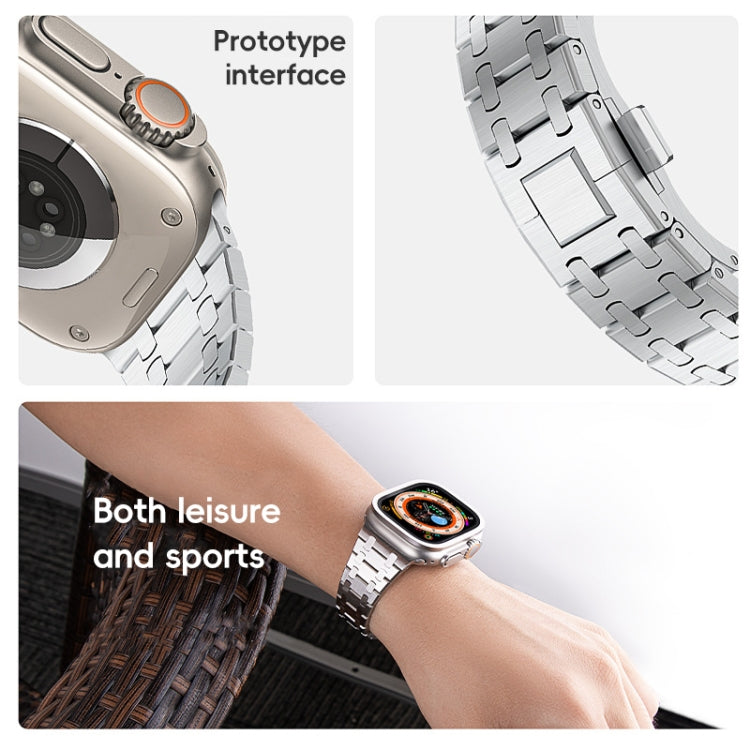 For Apple Watch Series 8 41mm PG94 Dual-link Modified Stainless Steel Watch Band(Silver) - free shipping - PMC TechLife - Order now!