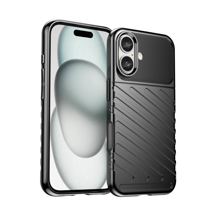 For iPhone 16 Thunderbolt Shockproof Soft TPU Phone Case(Black) - iPhone 16 Cases by PMC TechLife | Online Shopping South Africa | PMC TechLife | Buy Now Pay Later Mobicred
