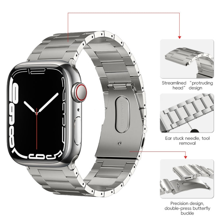 For Apple Watch Series 4 44mm PG63 Three-Bead Protrusion Titanium Metal Watch Band(Silver) - free shipping - PMC TechLife - Order now!