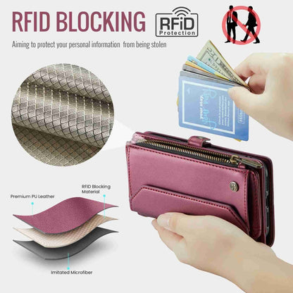 For iPhone XR CaseMe C36 Card Slots Zipper Wallet RFID Anti-theft Leather Phone Case(Wine Red) - More iPhone Cases by CaseMe | Online Shopping South Africa | PMC Jewellery | Buy Now Pay Later Mobicred