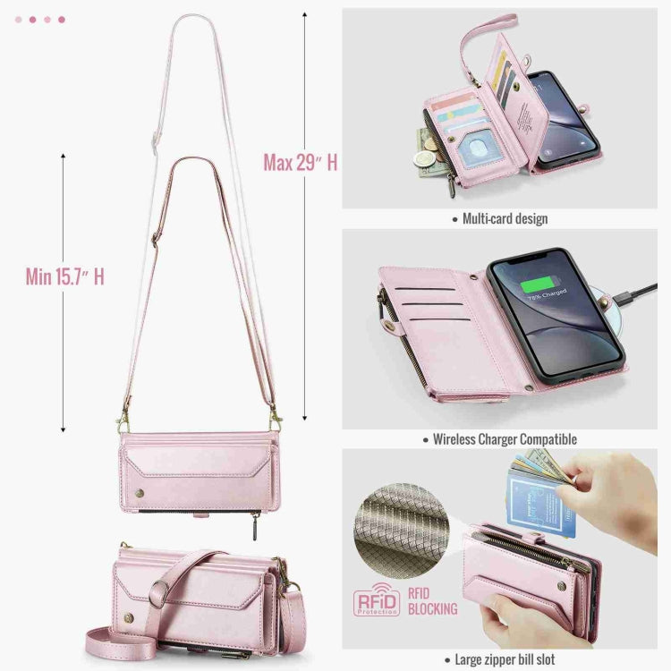 For iPhone XR CaseMe C36 Card Slots Zipper Wallet RFID Anti-theft Leather Phone Case(Pink) - free shipping - PMC Jewellery - Order now!